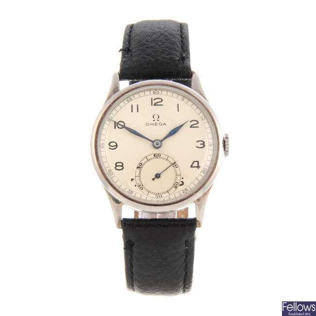 OMEGA - a gentleman's silver wrist watch.