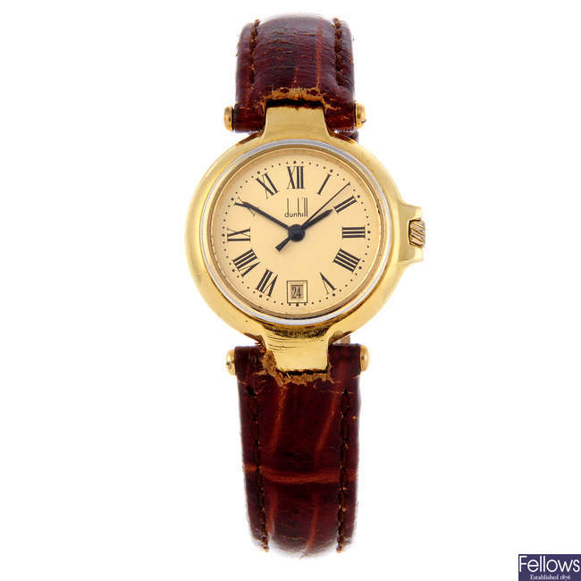 DUNHILL - a lady's gold plated Millennium wrist watch.