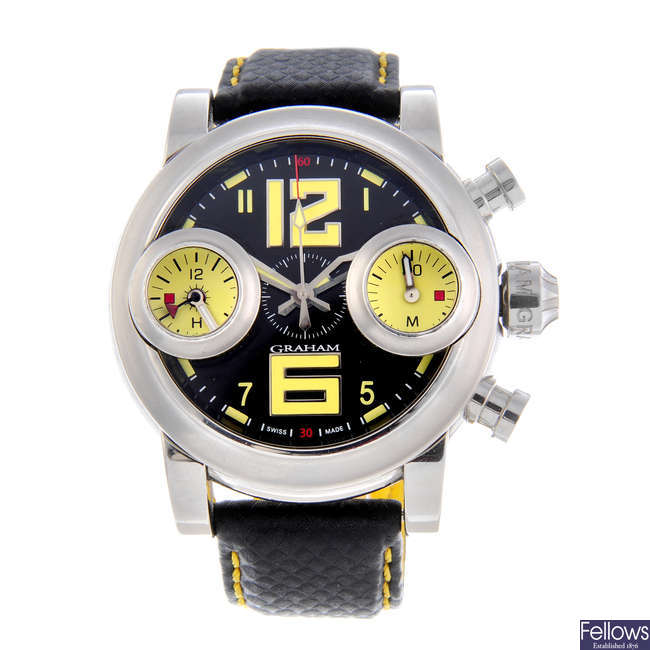 GRAHAM - a gentleman's stainless steel Swordfish chronograph wrist watch.