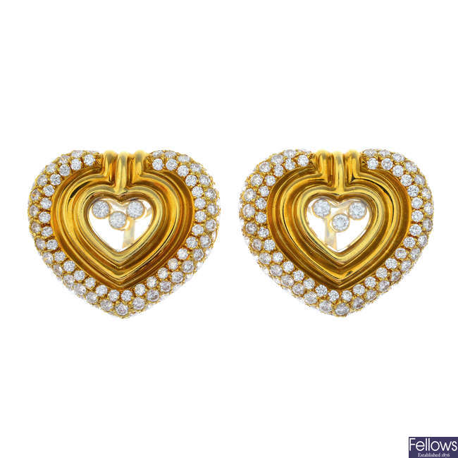 CHOPARD - a pair of 'Happy Diamond' earrings.