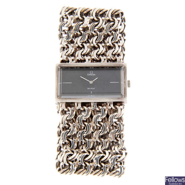 OMEGA - a lady's silver De Ville bracelet watch.