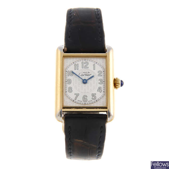 CARTIER - a gold plated silver Must de Cartier wrist watch.