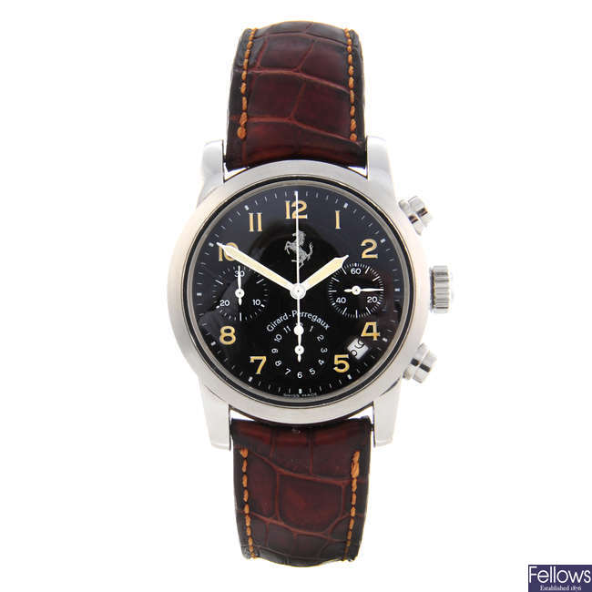 GIRARD-PERREGAUX - a gentleman's stainless steel Ferrari chronograph wrist watch.