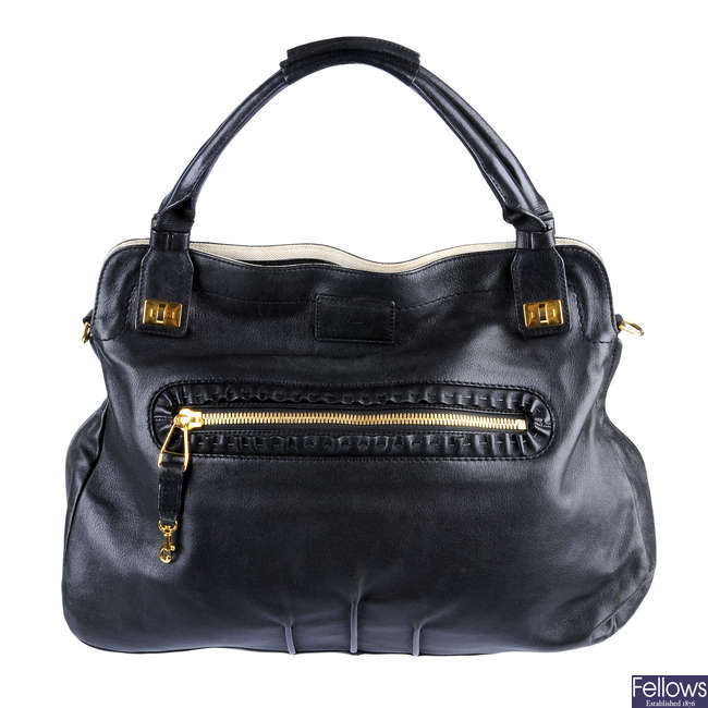 CHLOÉ - a black leather handbag.