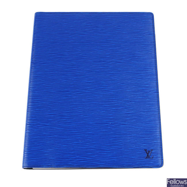 LOUIS VUITTON - a blue Epi leather folder.