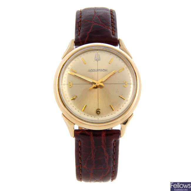 BULOVA - a gentleman's gold plated Accutron wrist watch.