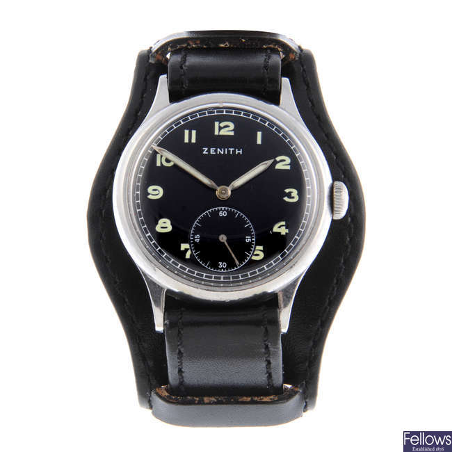 ZENITH - a stainless steel military issue wrist watch.