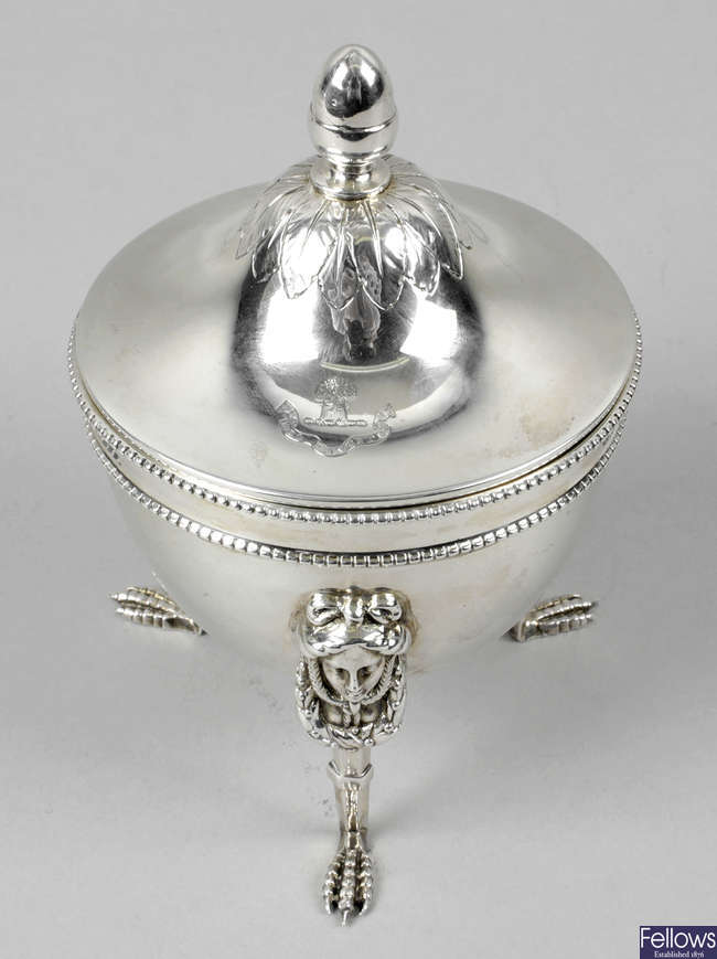 An early 20th century silver import pot and cover.