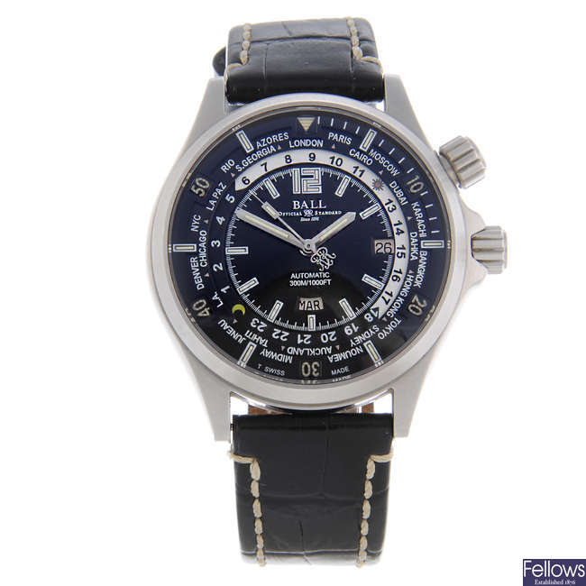 BALL - a gentleman's stainless steel Engineer Master II Diver Worldtime wrist watch.