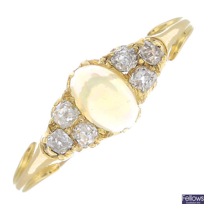 An opal and diamond dress ring,