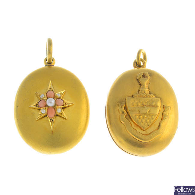 Two late Victorian gold lockets.
