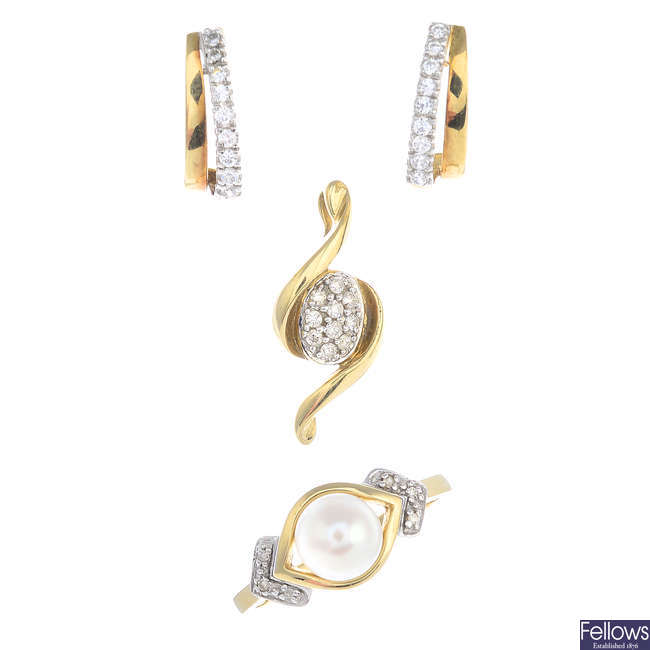 A selection of diamond and gem-set jewellery.