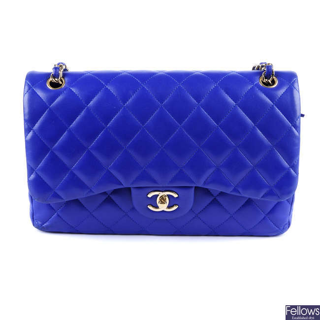 CHANEL - a blue Jumbo Classic Double Flap handbag.