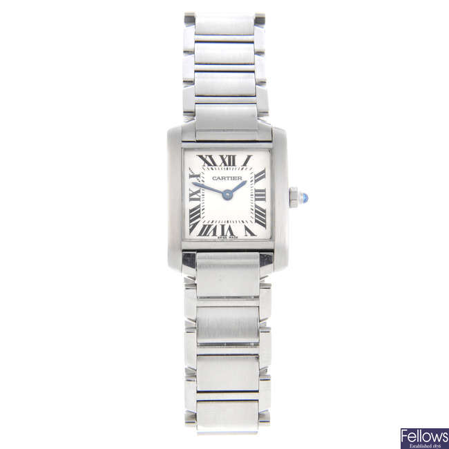 CARTIER - a stainless steel Tank Francaise bracelet watch.