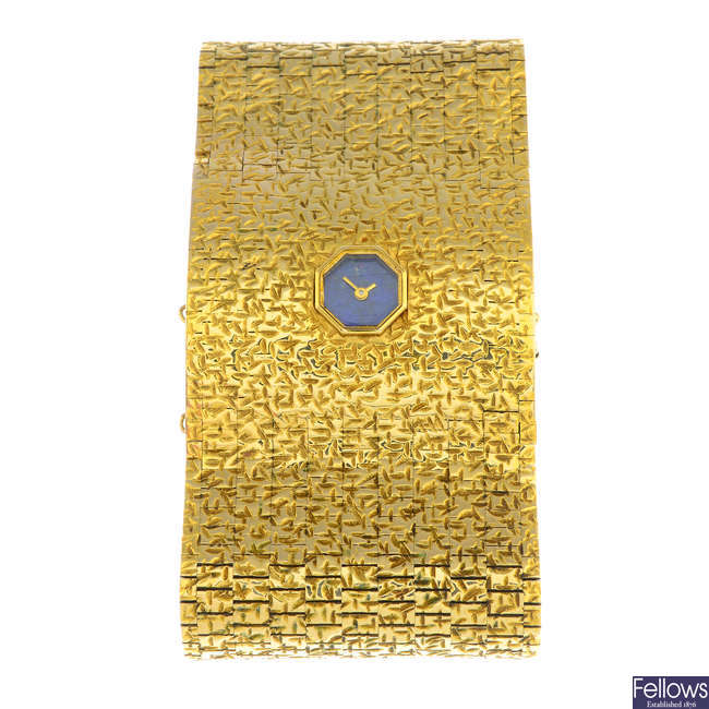 MILNER - a lady's 1960s 9ct gold and lapis lazuli wrist watch.