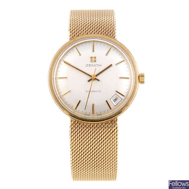 ZENITH - a gentleman's 9ct yellow gold bracelet watch.