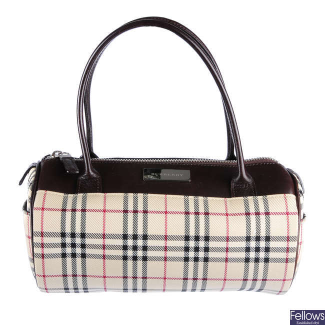 BURBERRY - a small barrel handbag.