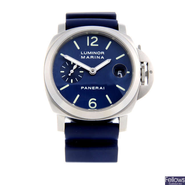 PANERAI - a gentleman's stainless steel Luminor Marina wrist watch.