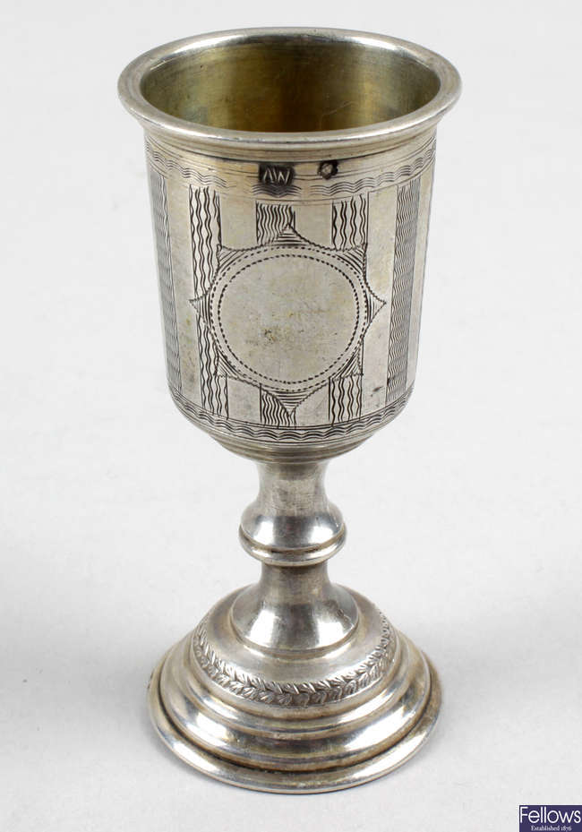 An Austro-Hungarian silver kiddush cup.