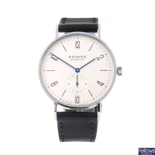 NOMOS - a gentleman's stainless steel GlashÃ¼tte Tangente wrist watch.