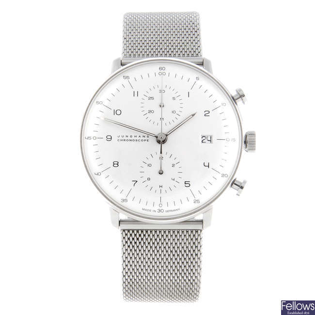 JUNGHANS - a gentleman's stainless steel Max Bill Chronoscope chronograph bracelet watch.