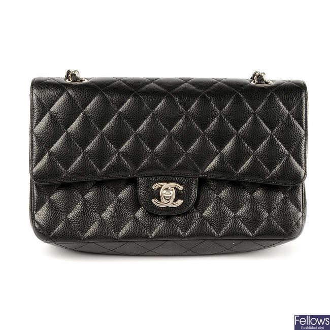 CHANEL- a Medium Caviar Classic Double Flap handbag.