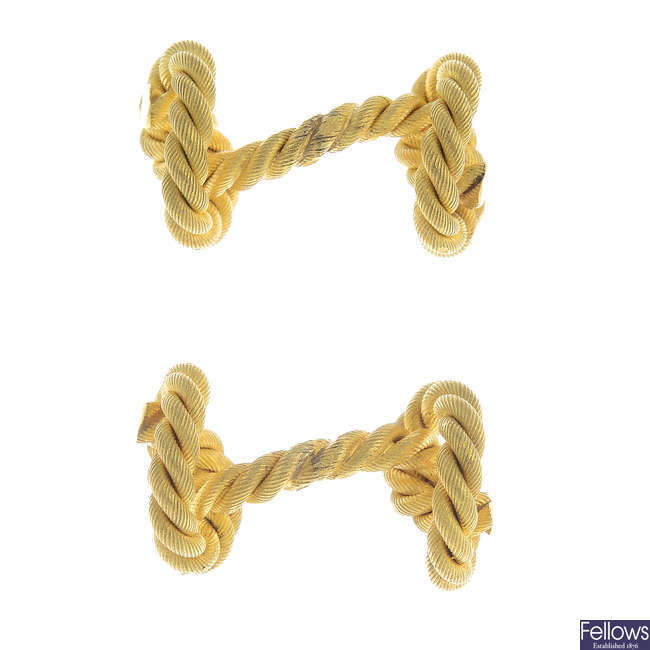 HERMES - a pair of 18ct gold cufflinks.