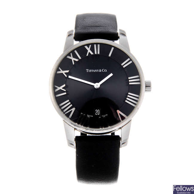TIFFANY & CO. - a gentleman's stainless steel Atlas wrist watch.