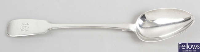 A Victorian silver Fiddle pattern basting spoon.