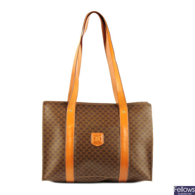 CÉLINE - a Macadam coated canvas handbag.