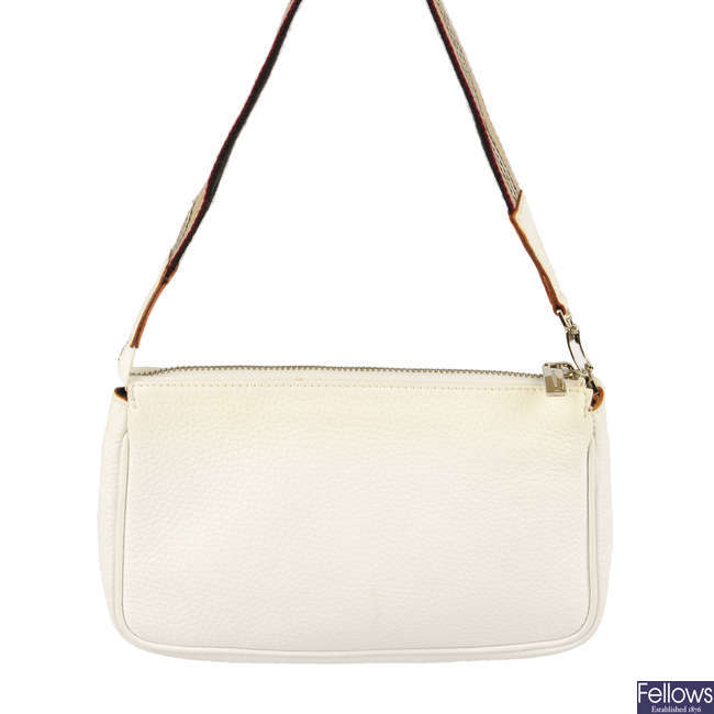 BURBERRY - a white leather pochette and matching belt.