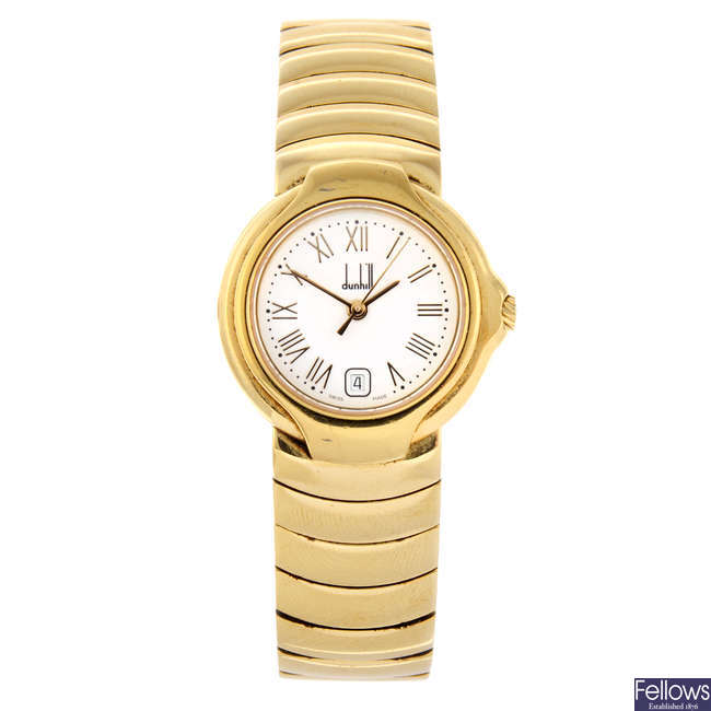 DUNHILL - a lady's gold plated bracelet watch.