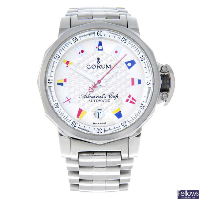 CORUM - a gentleman's stainless steel Admiral's Cup bracelet watch.