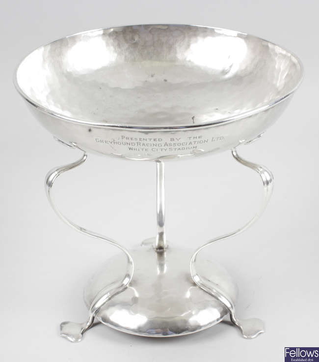 An Edwardian Art Nouveau silver dish.