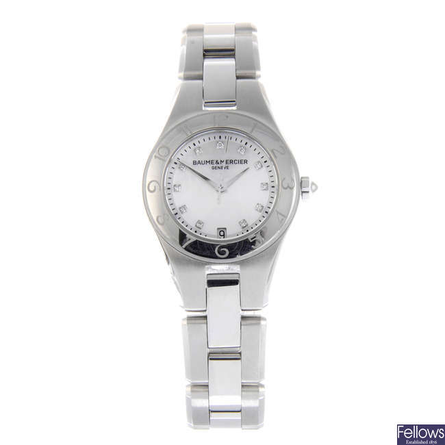 BAUME & MERCIER - a lady's stainless steel Linea bracelet watch together with a similar lady's stainless steel Baume & Mercier Linea bracelet watch and a lady's stainless steel Baume & Mercier Hampton wrist watch.
