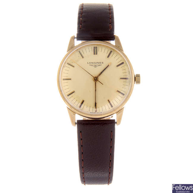 LONGINES - a gentleman's 9ct yellow gold wrist watch with a gentleman's 9ct yellow gold Tissot wrist watch and a gentleman's 9ct yellow gold Smiths Astral wrist watch.