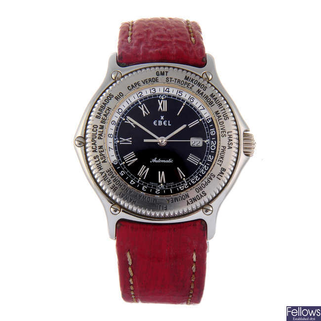 EBEL - a gentleman's stainless steel Voyager GMT wrist watch.
