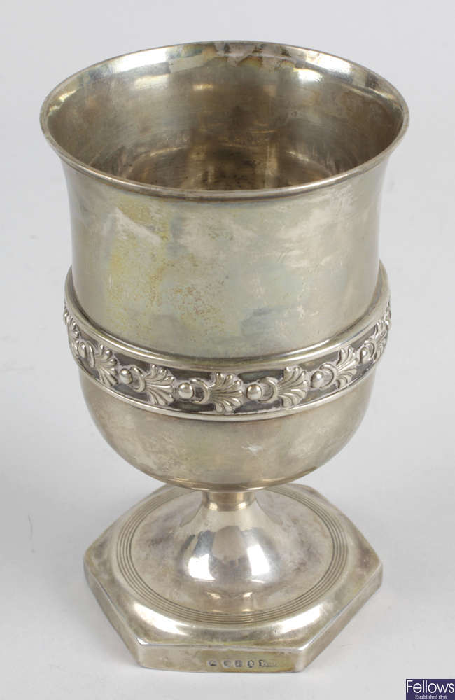 A George III silver goblet. 