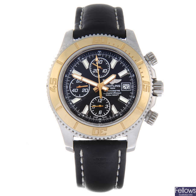BREITLING - a gentleman's stainless steel Chronometre SuperOcean Chronograph wrist watch.