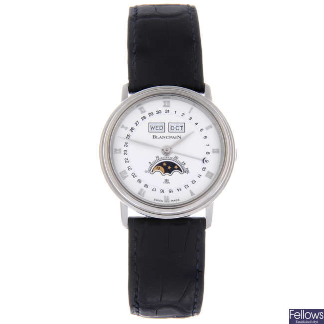 BLANCPAIN - a gentleman's stainless steel Villeret Moonphase wrist watch.
