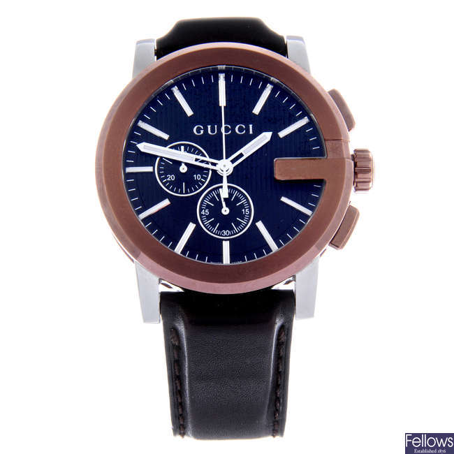 GUCCI - a gentleman's bi-colour G-Chrono chronograph wrist watch.