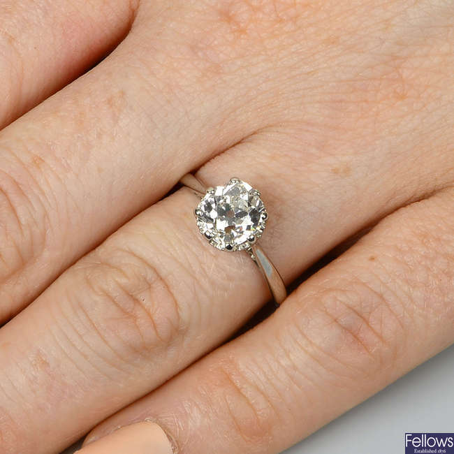 An old-cut diamond single-stone ring.