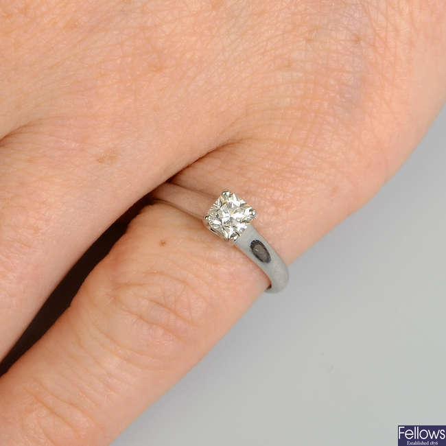 A diamond single-stone 'Lucida' ring, by Tiffany & Co.