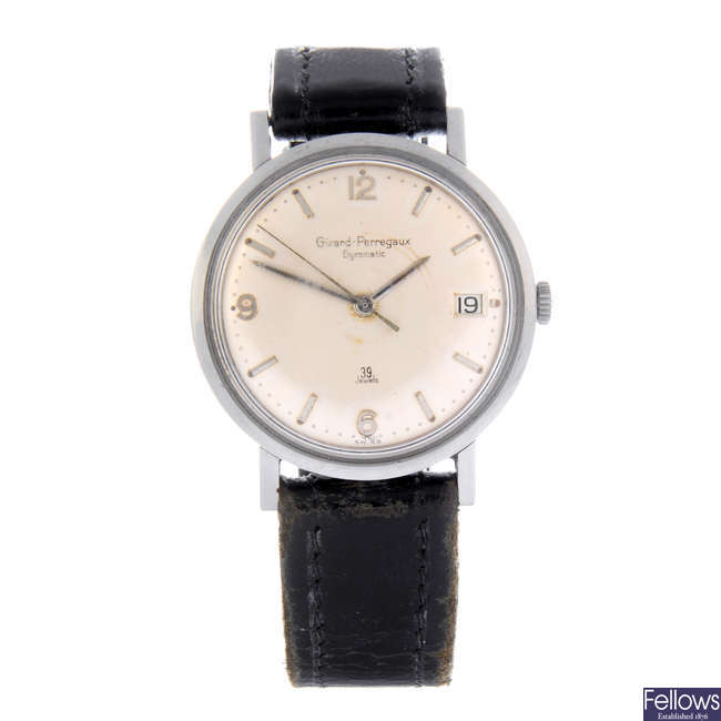 GIRARD-PERREGAUX - a gentleman's stainless steel Gyromatic wrist watch.