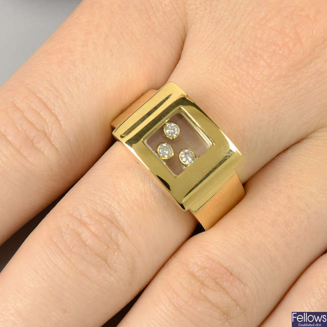 LOT 90 A Happy Diamonds square ring by Chopard