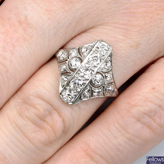 An old-cut diamond openwork dress ring.