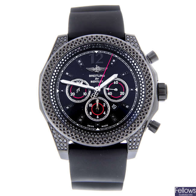 BREITLING - a gentleman's black stainless steel Bentley Barnato 42 chronograph wrist watch.