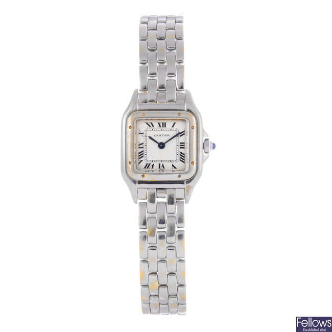 CARTIER - a lady's 18ct white gold Panthere bracelet watch.