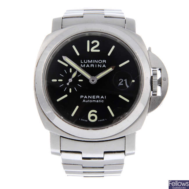 PANERAI - a gentleman's stainless steel Luminor Marina bracelet watch.