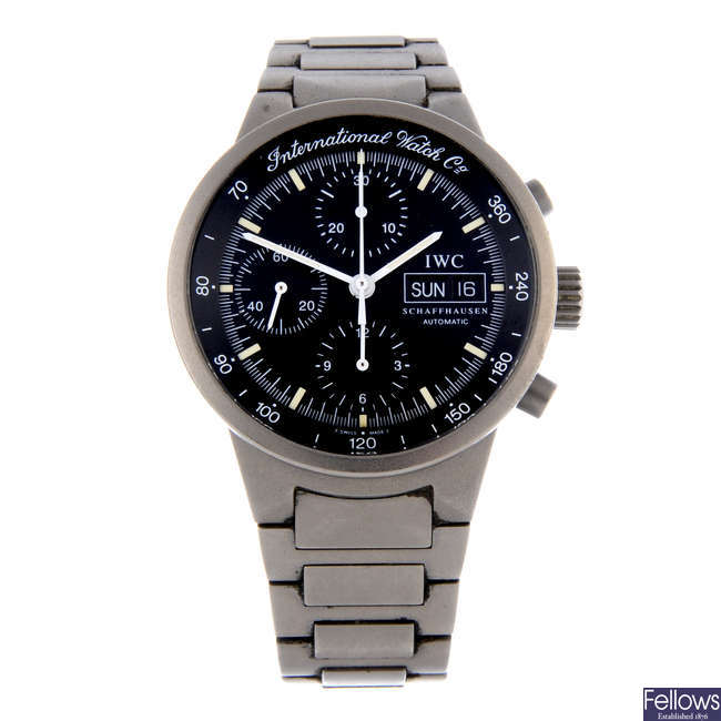 IWC - a gentleman's titanium GST chronograph bracelet watch.